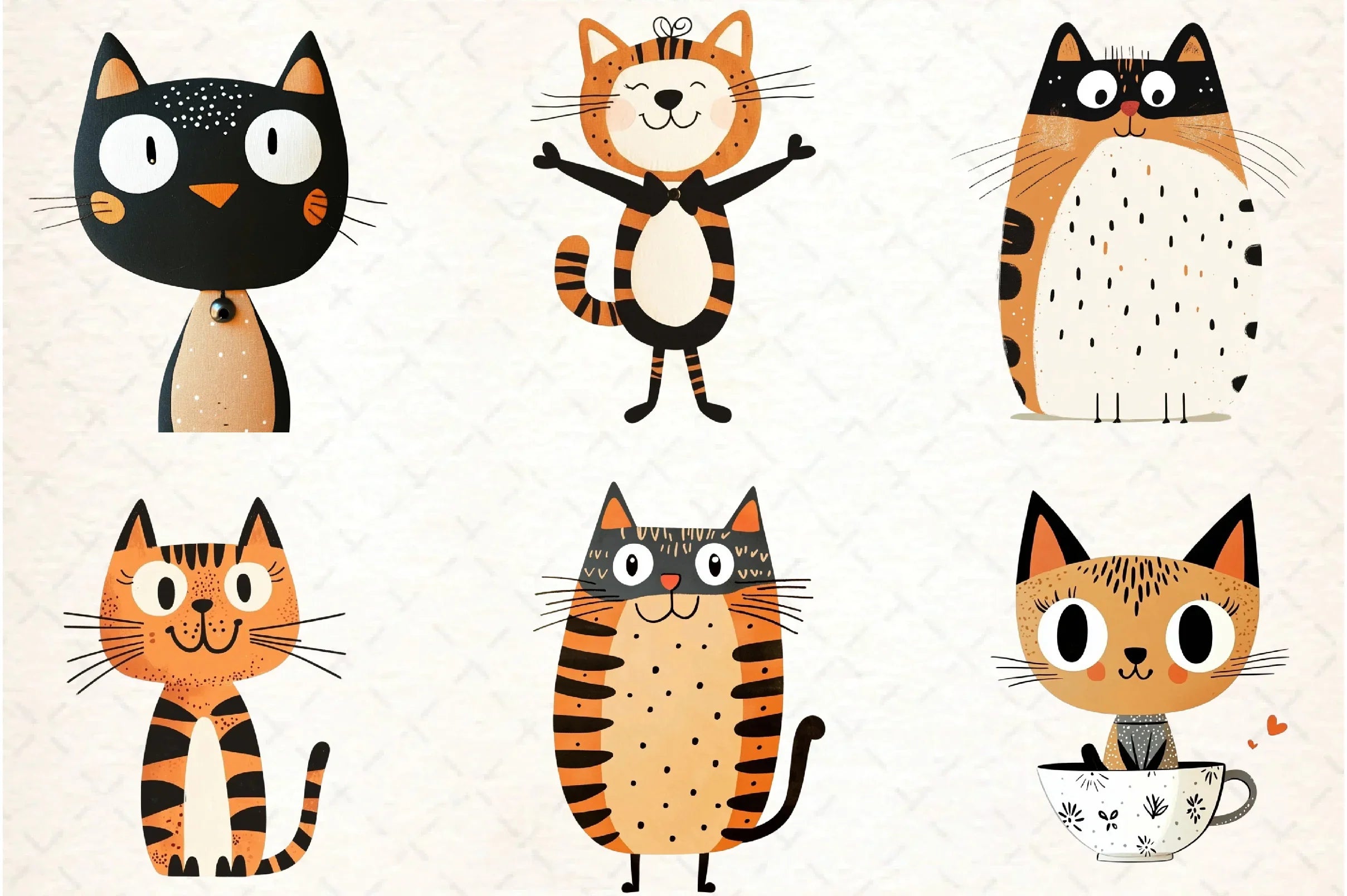 Quirky Cats Hand Drawn Clipart Bundle - CraftNest - Digital Crafting and Art