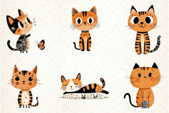 Quirky Cats Hand Drawn Clipart Bundle - CraftNest - Digital Crafting and Art
