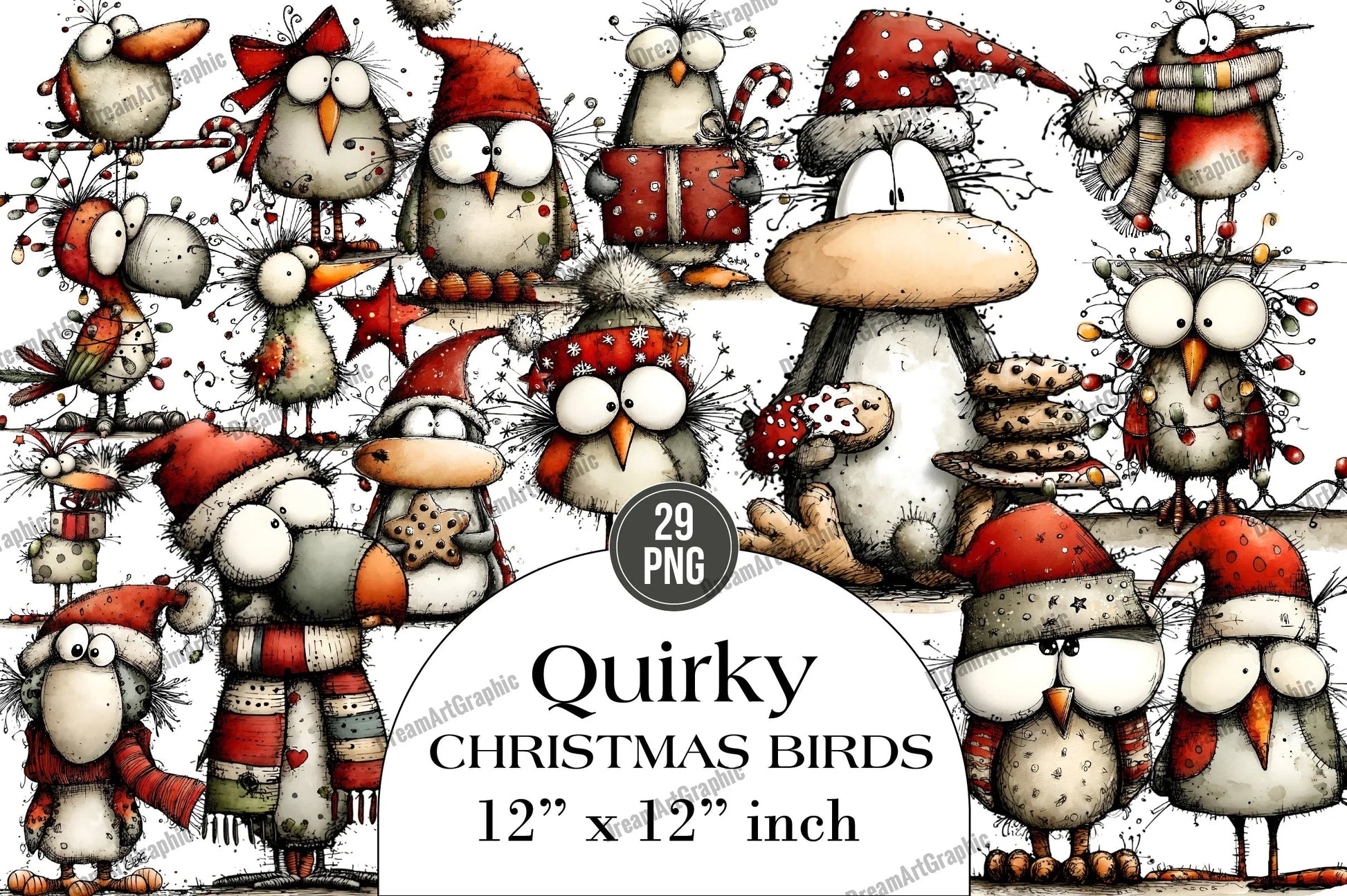 Quirky Christmas Birds Clipart Bundle - CraftNest - Digital Crafting and Art