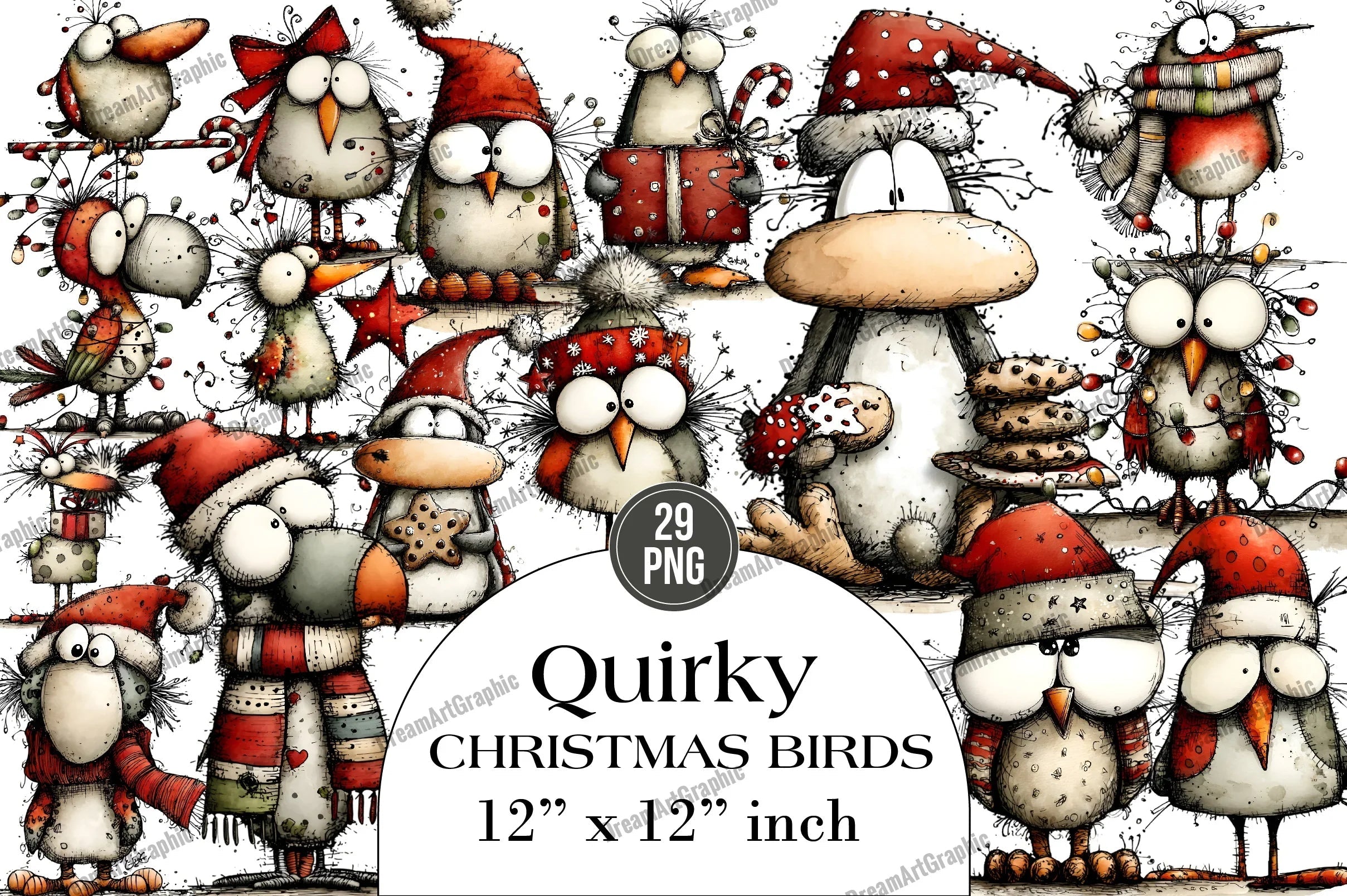 Quirky Christmas Birds Clipart Bundle - CraftNest - Digital Crafting and Art