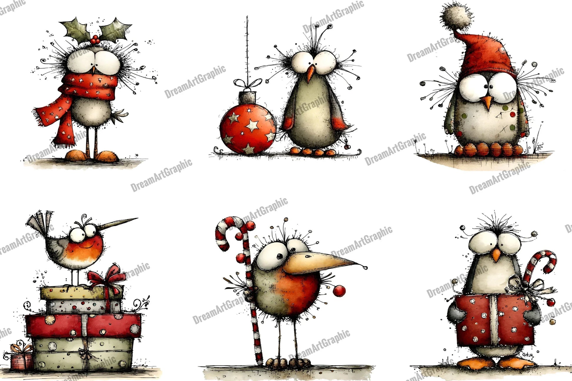 Quirky Christmas Birds Clipart Bundle - CraftNest - Digital Crafting and Art