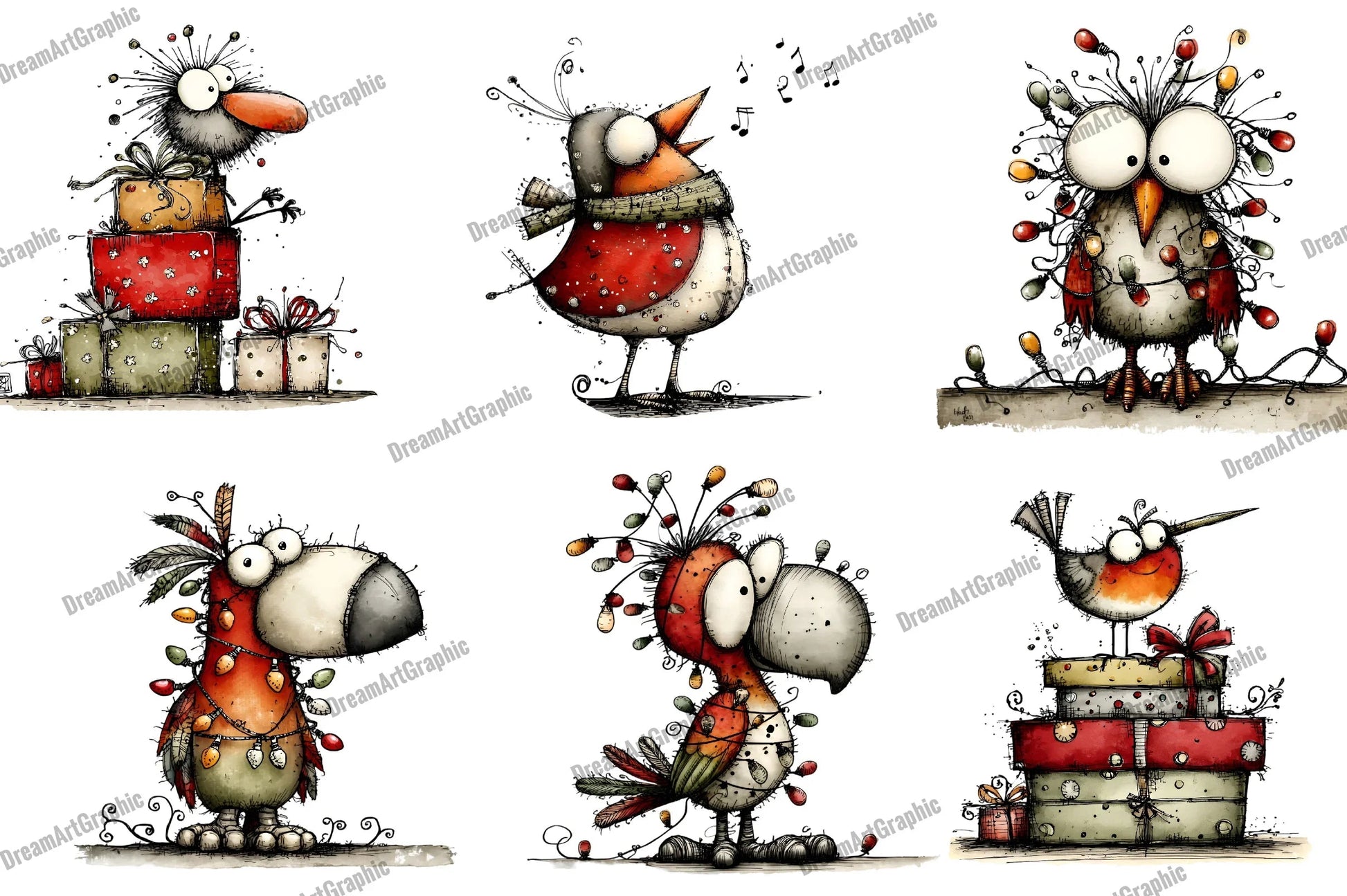 Quirky Christmas Birds Clipart Bundle - CraftNest - Digital Crafting and Art