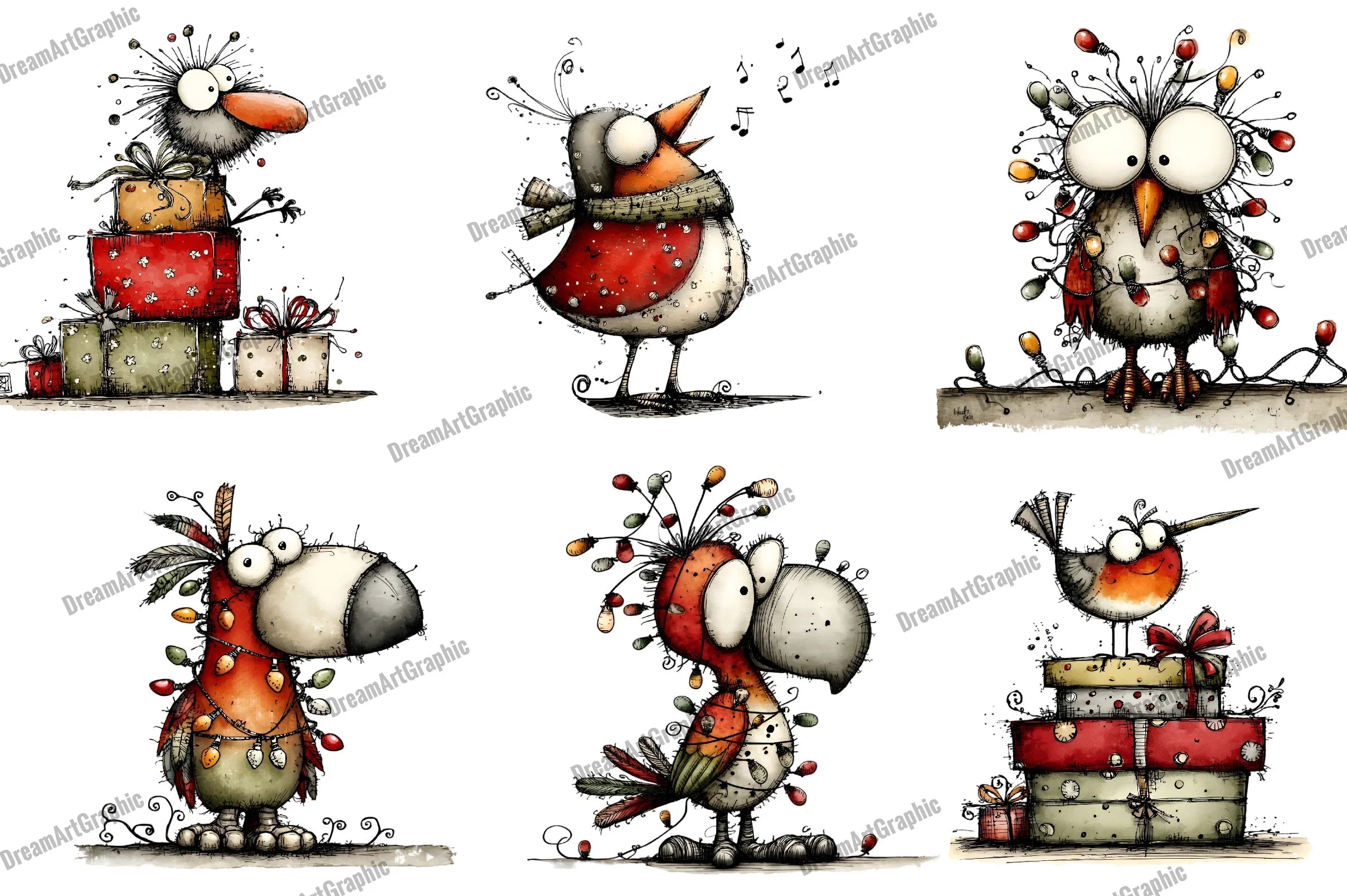 Quirky Christmas Birds Clipart Bundle - CraftNest - Digital Crafting and Art