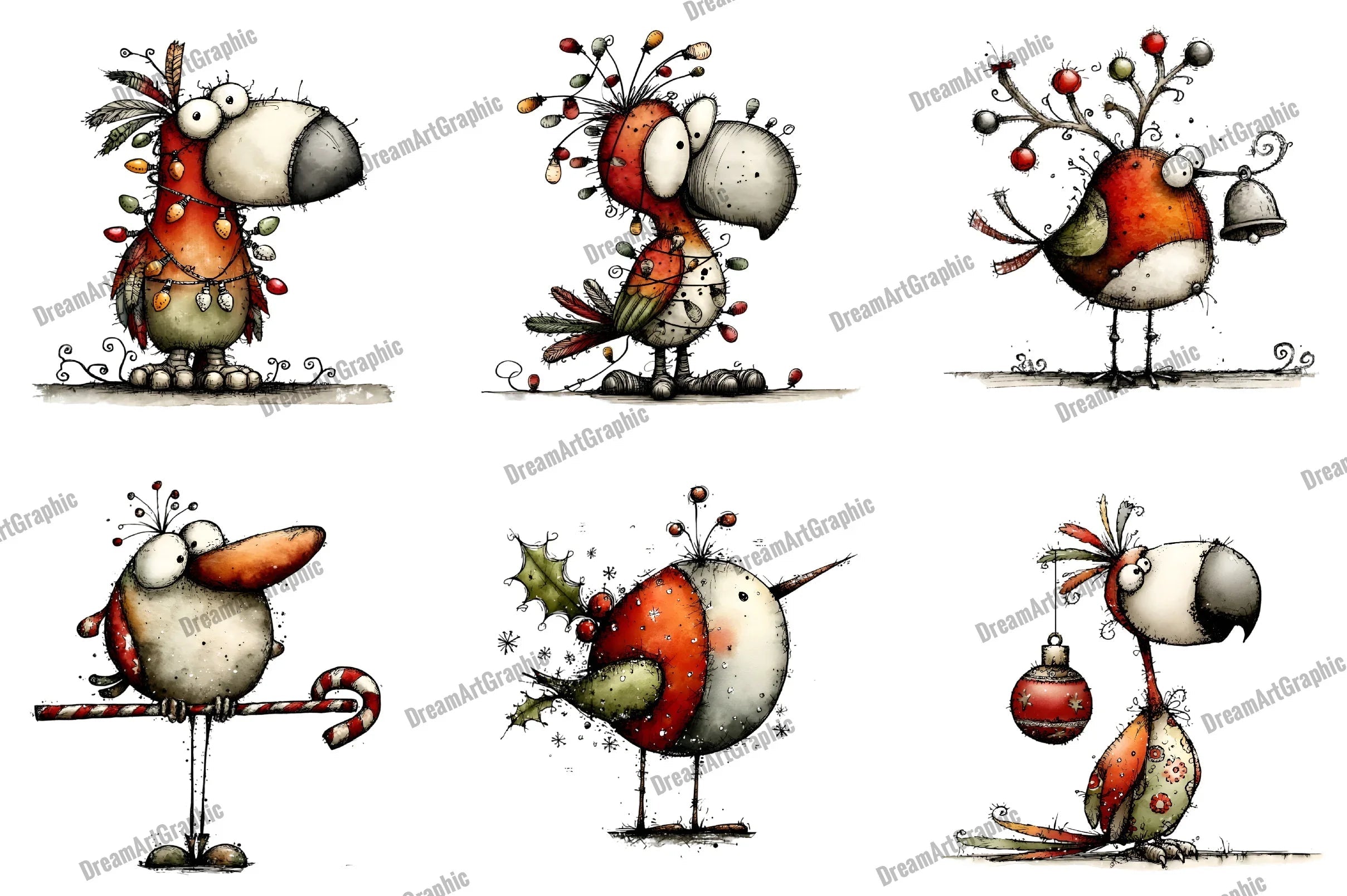 Quirky Christmas Birds Clipart Bundle - CraftNest - Digital Crafting and Art