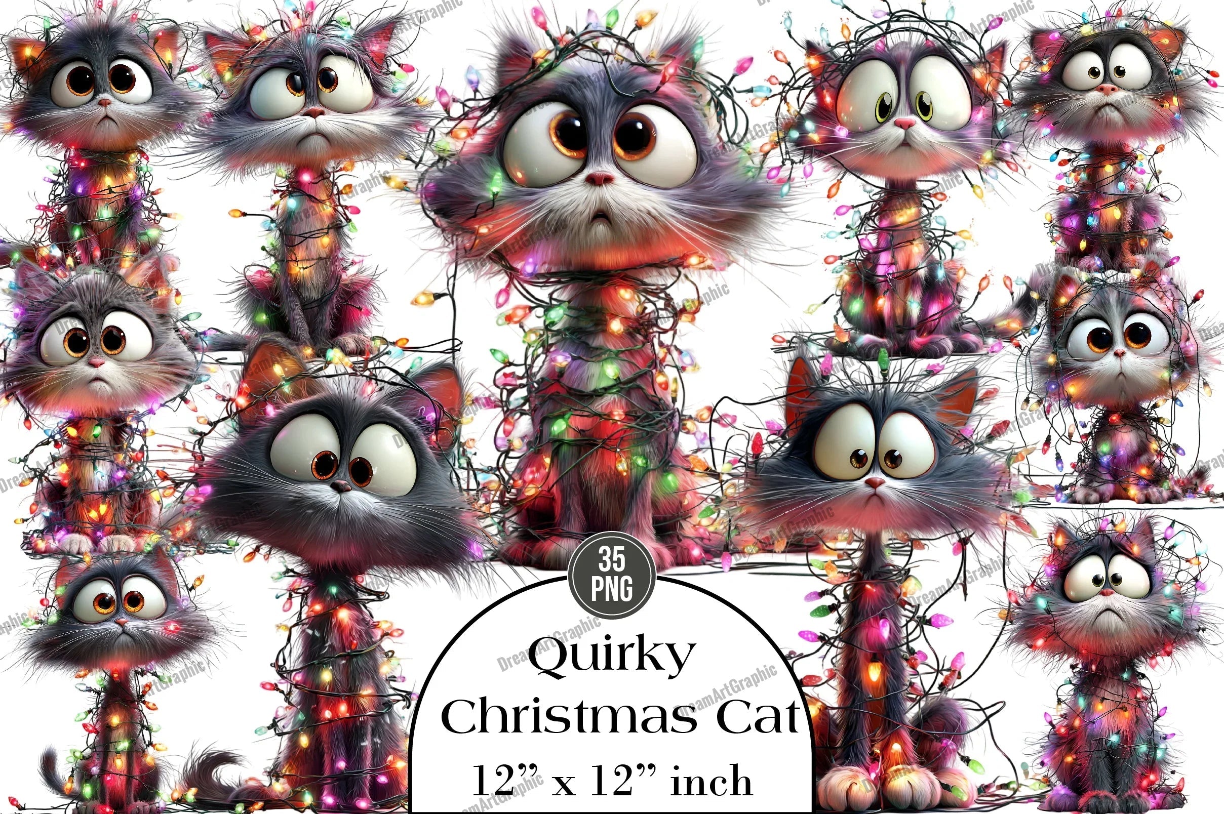 Quirky Christmas Cat Clipart Bundle - CraftNest - Digital Crafting and Art
