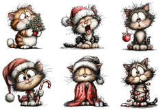 Quirky Christmas Cat Clipart Bundle - CraftNest - Digital Crafting and Art
