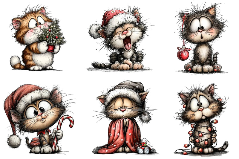 Quirky Christmas Cat Clipart Bundle - CraftNest - Digital Crafting and Art