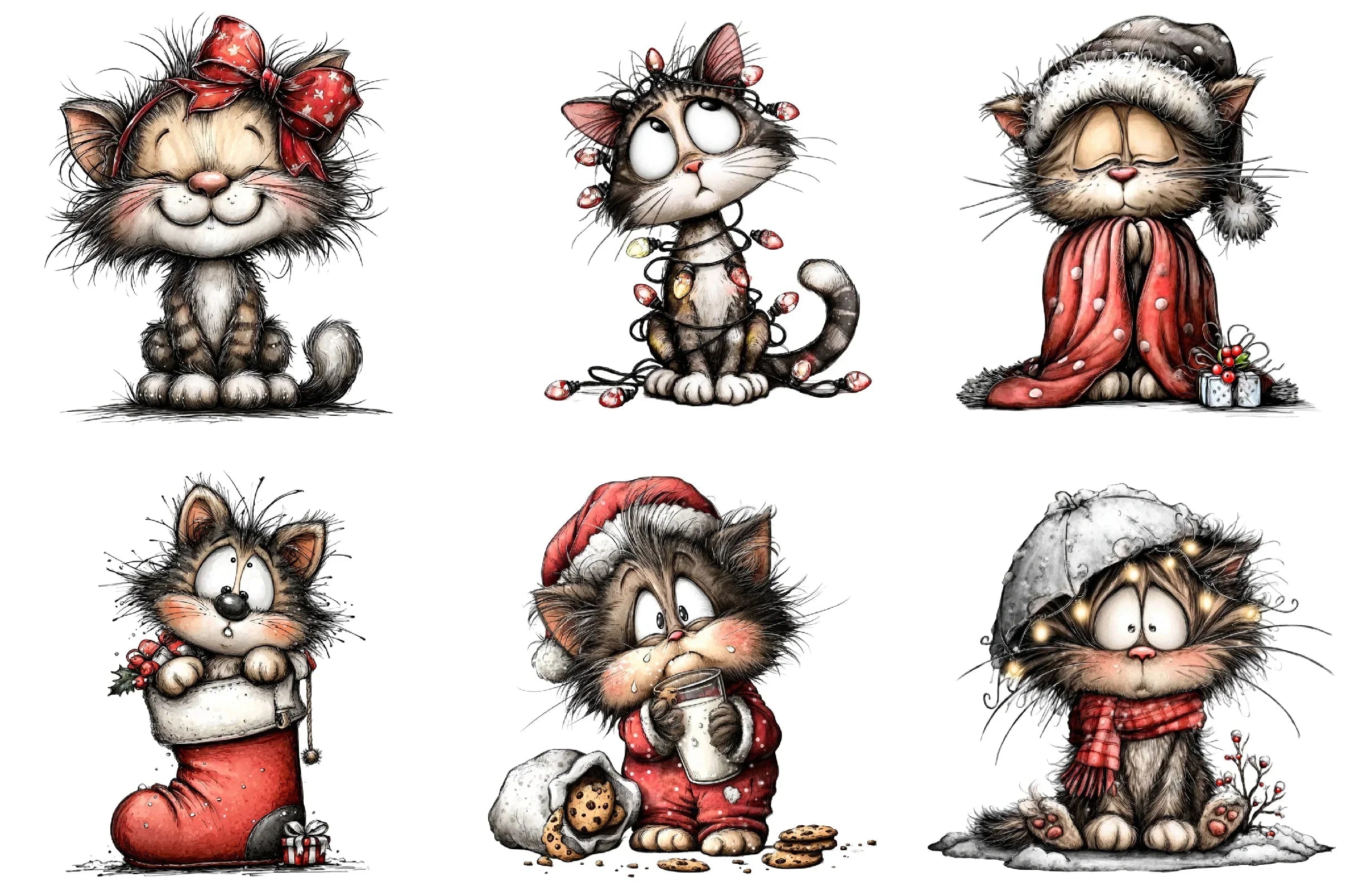 Quirky Christmas Cat Clipart Bundle - CraftNest - Digital Crafting and Art