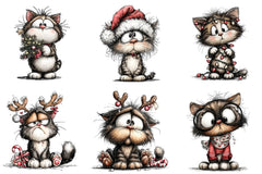 Quirky Christmas Cat Clipart Bundle - CraftNest - Digital Crafting and Art