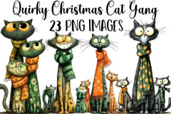 Quirky Christmas Cat Gang Clipart Bundle - CraftNest - Digital Crafting and Art