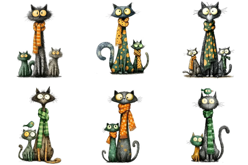 Quirky Christmas Cat Gang Clipart Bundle - CraftNest - Digital Crafting and Art