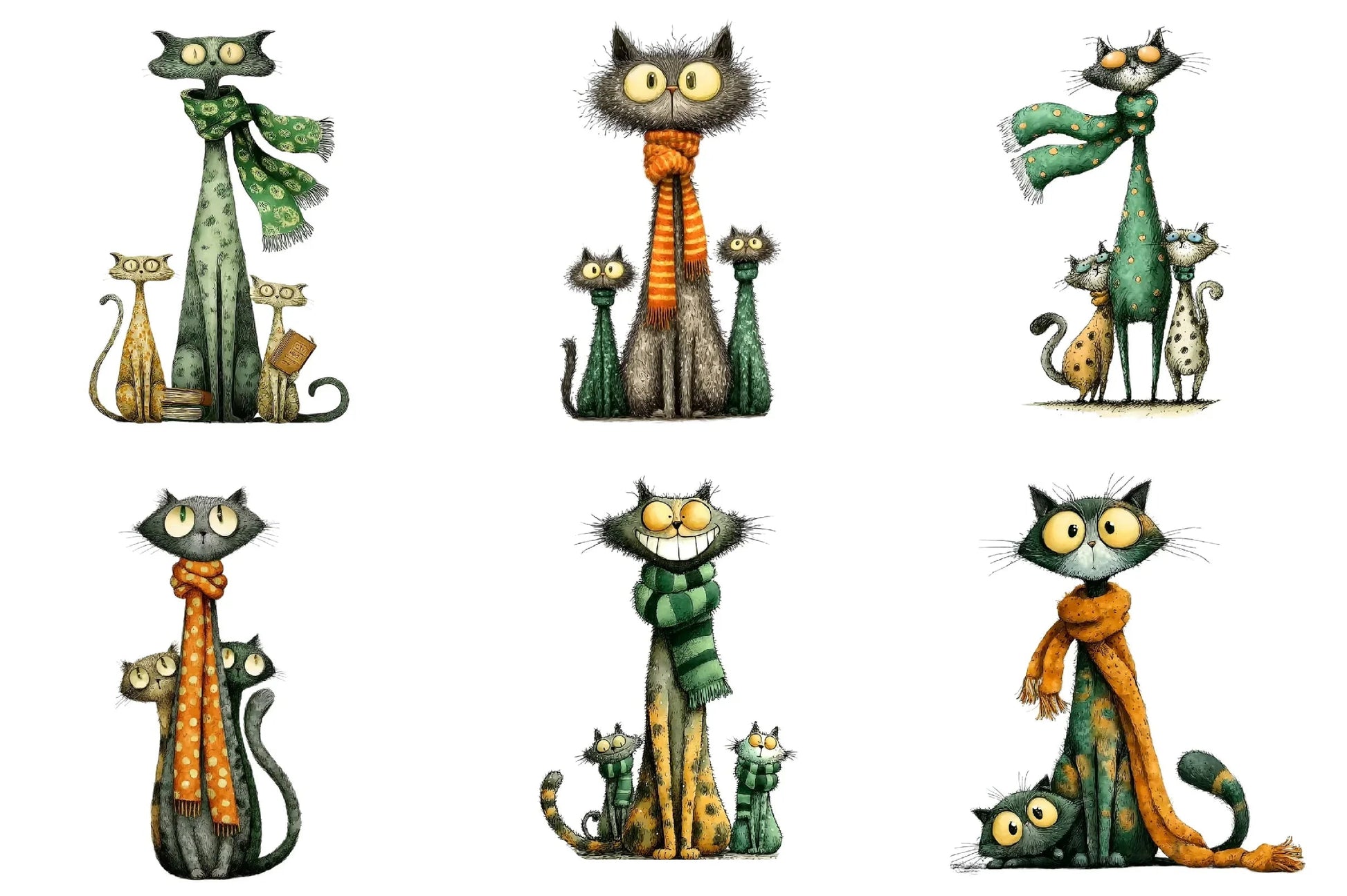 Quirky Christmas Cat Gang Clipart Bundle - CraftNest - Digital Crafting and Art