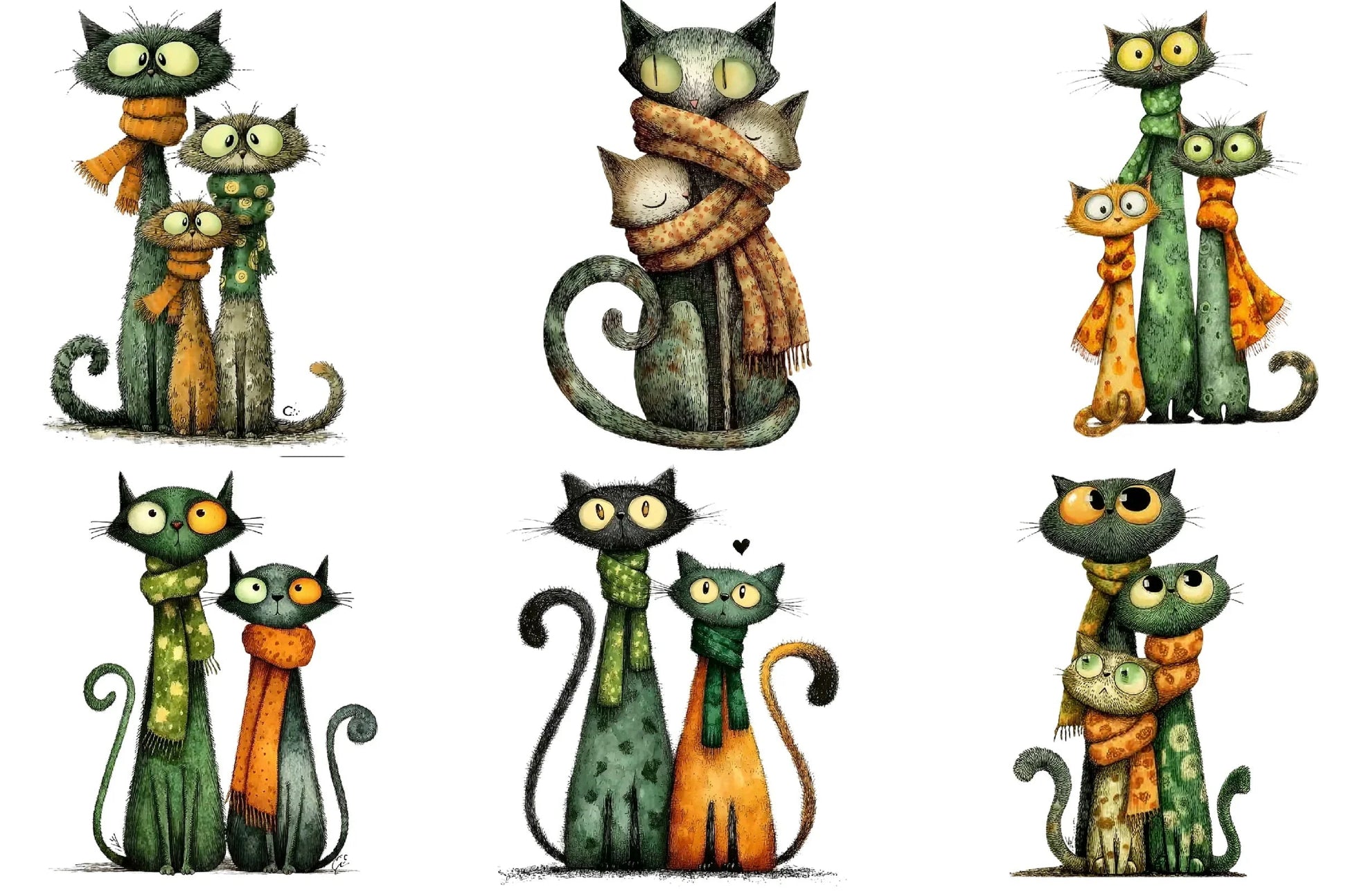 Quirky Christmas Cat Gang Clipart Bundle - CraftNest - Digital Crafting and Art