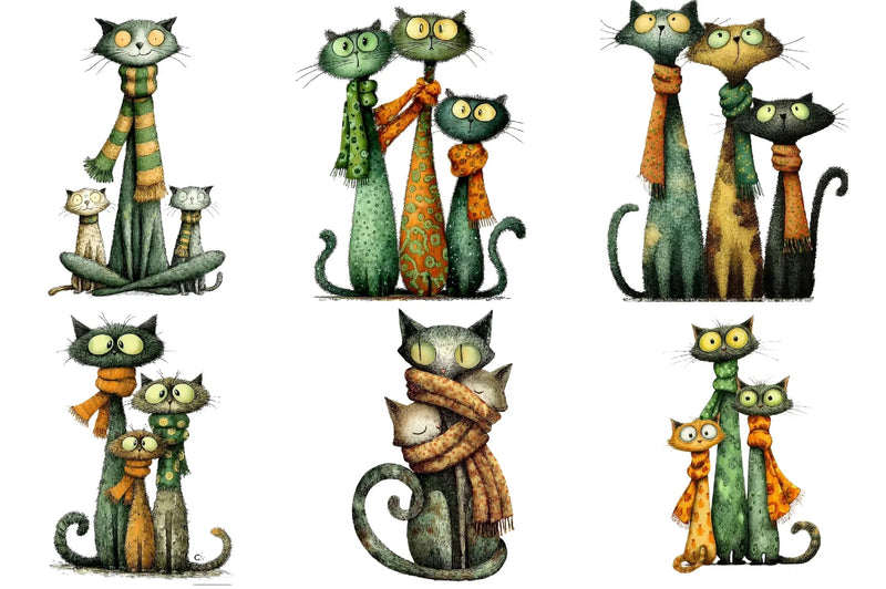 Quirky Christmas Cat Gang Clipart Bundle - CraftNest - Digital Crafting and Art