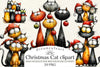 Quirky Christmas Cat Gang Clipart Bundle