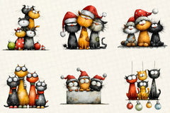 Quirky Christmas Cat Gang Clipart Bundle - CraftNest - Digital Crafting and Art