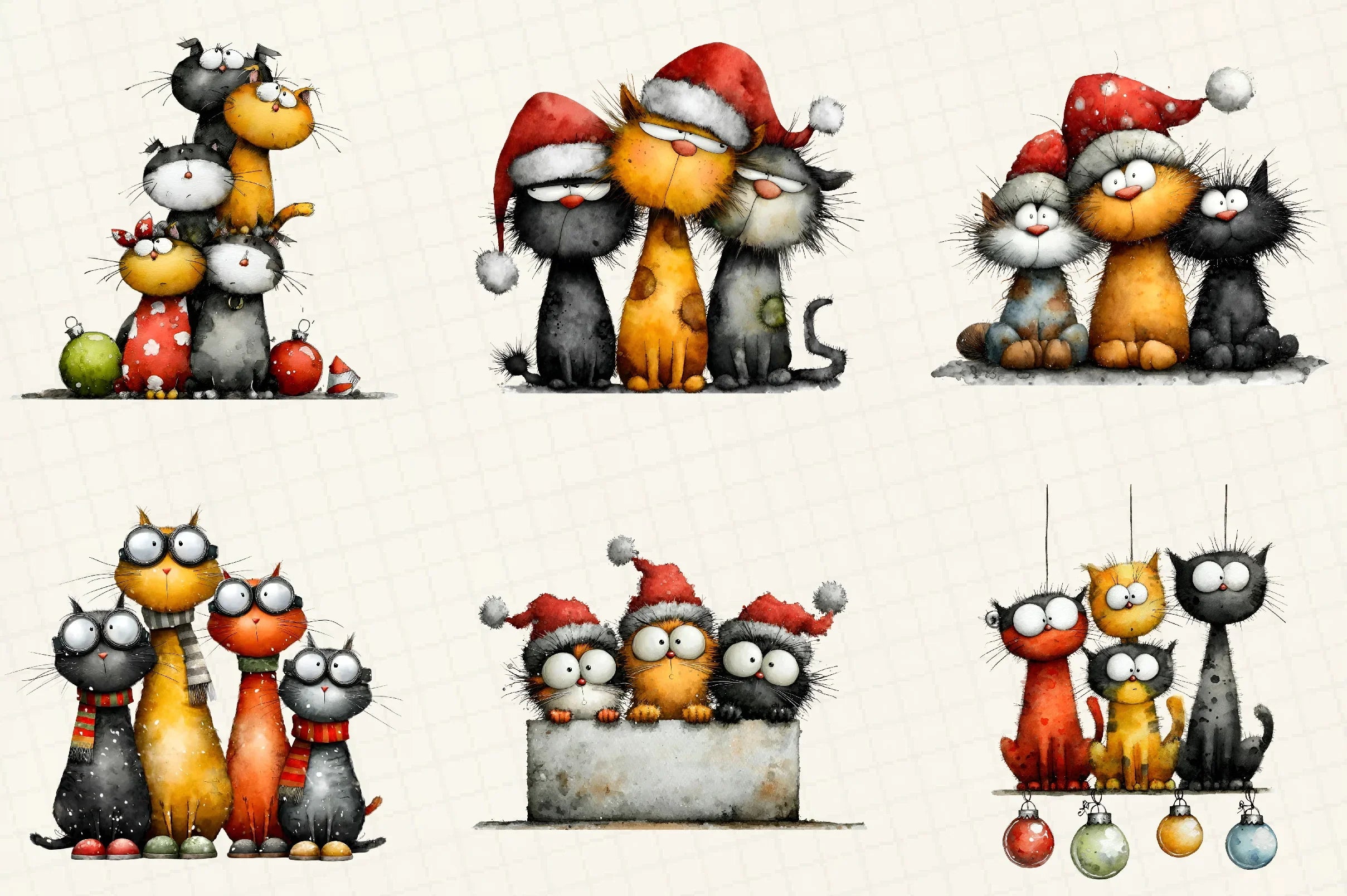 Quirky Christmas Cat Gang Clipart Bundle - CraftNest - Digital Crafting and Art