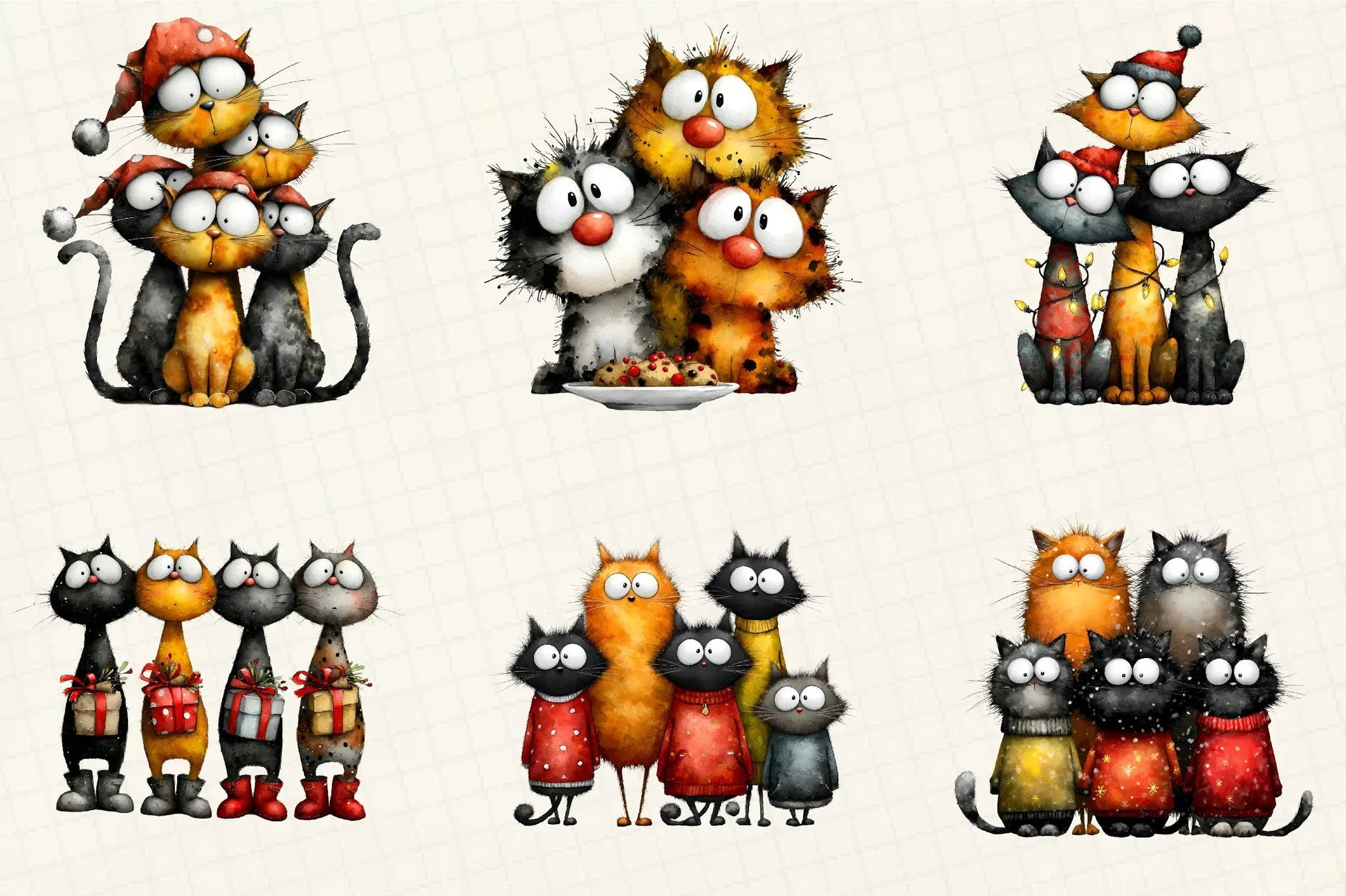Quirky Christmas Cat Gang Clipart Bundle - CraftNest - Digital Crafting and Art