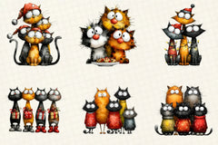 Quirky Christmas Cat Gang Clipart Bundle - CraftNest - Digital Crafting and Art