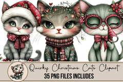 Quirky Christmas Cats Clipart Bundle - CraftNest - Digital Crafting and Art