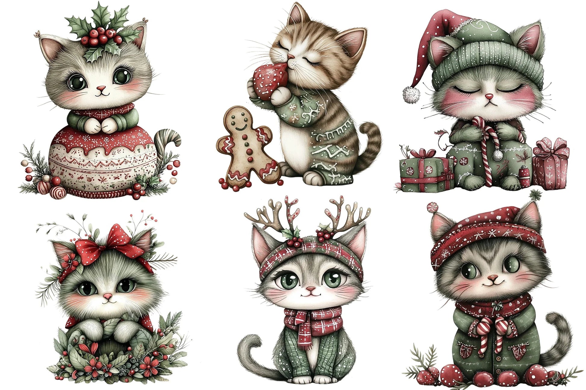 Quirky Christmas Cats Clipart Bundle - CraftNest - Digital Crafting and Art