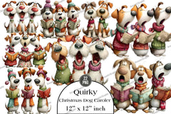 Quirky Christmas Dog Caroler Clipart Bundle - CraftNest - Digital Crafting and Art