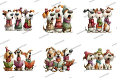 Quirky Christmas Dog Caroler Clipart Bundle - CraftNest - Digital Crafting and Art