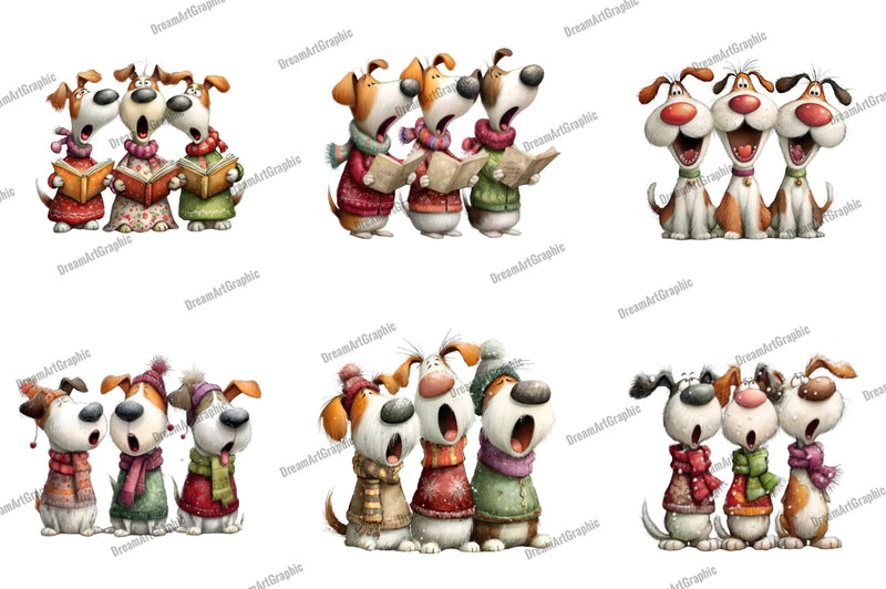Quirky Christmas Dog Caroler Clipart Bundle - CraftNest - Digital Crafting and Art