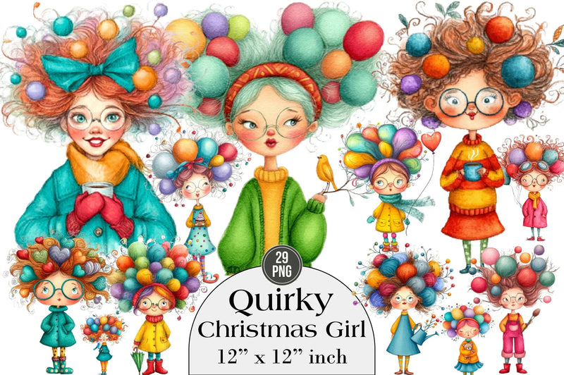 Quirky Christmas Girl Clipart Bundle - CraftNest - Digital Crafting and Art