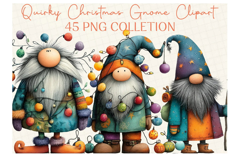 Quirky Christmas Gnome Clipart Bundle - CraftNest - Digital Crafting and Art