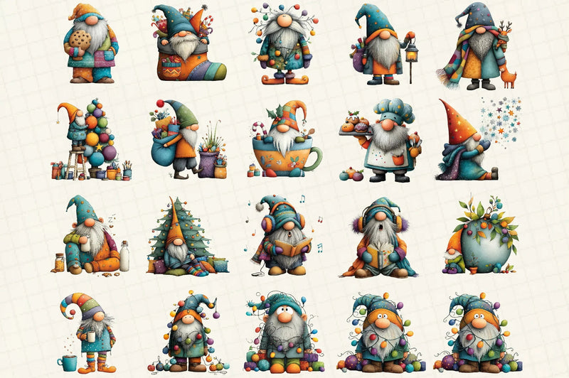 Quirky Christmas Gnome Clipart Bundle - CraftNest - Digital Crafting and Art