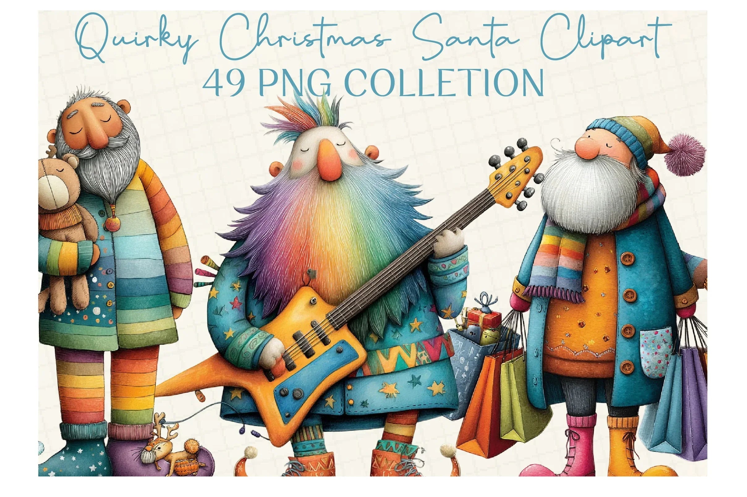 Quirky Christmas Santa Clipart Bundle - CraftNest - Digital Crafting and Art