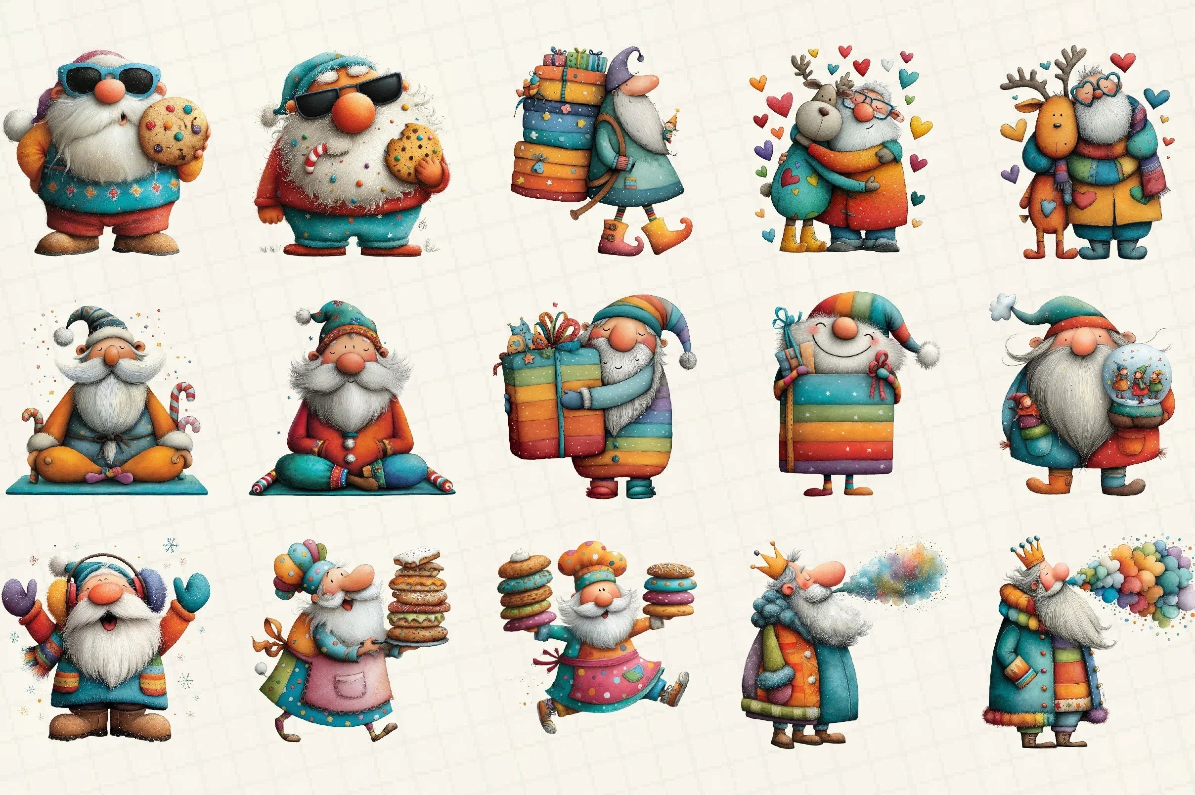 Quirky Christmas Santa Clipart Bundle - CraftNest - Digital Crafting and Art