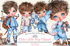 Quirky Cute Little Boy Clipart Bundle - CraftNest - Digital Crafting and Art