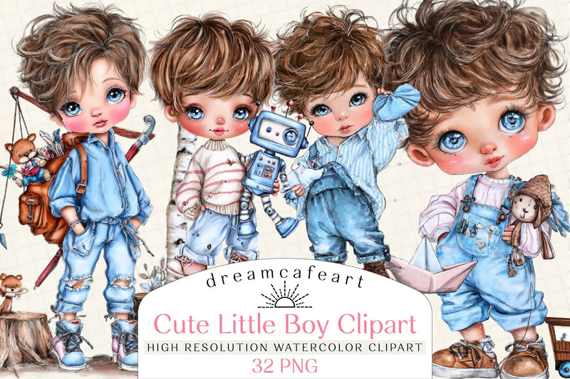Quirky Cute Little Boy Clipart Bundle - CraftNest - Digital Crafting and Art