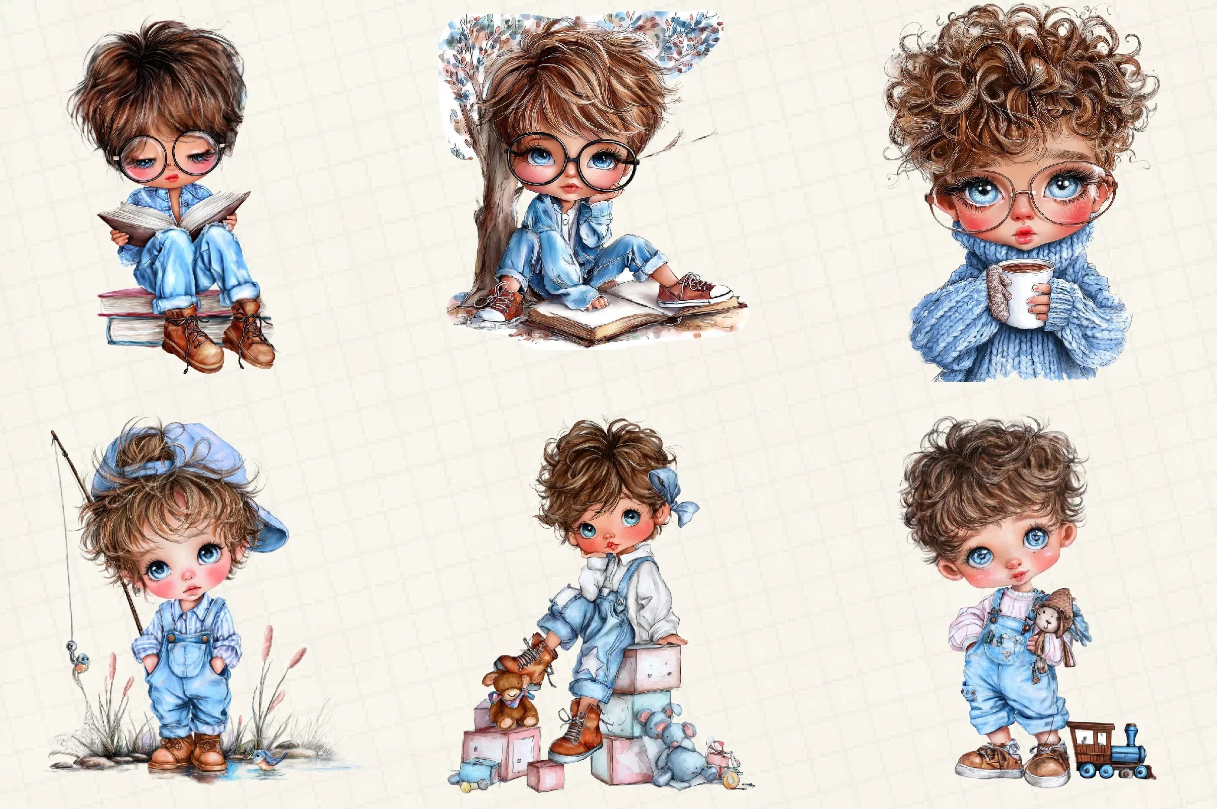 Quirky Cute Little Boy Clipart Bundle - CraftNest - Digital Crafting and Art