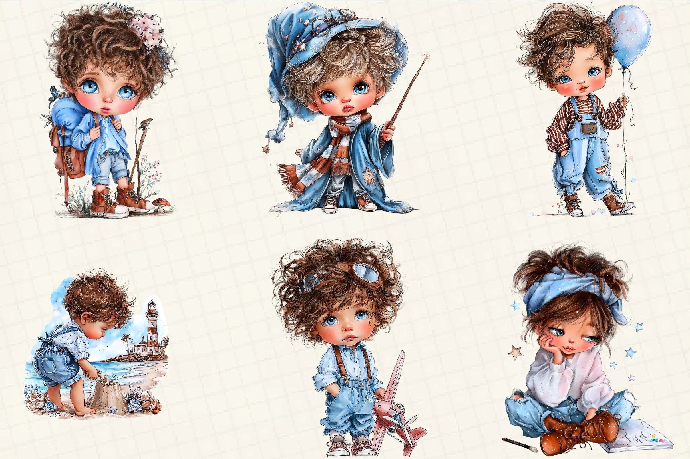 Quirky Cute Little Boy Clipart Bundle - CraftNest - Digital Crafting and Art