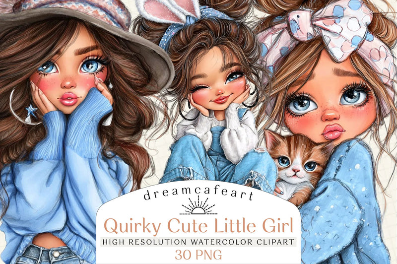 Quirky Cute Little Girl Clipart Bundle - CraftNest - Digital Crafting and Art
