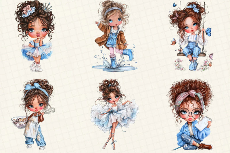 Quirky Cute Little Girl Clipart Bundle - CraftNest - Digital Crafting and Art