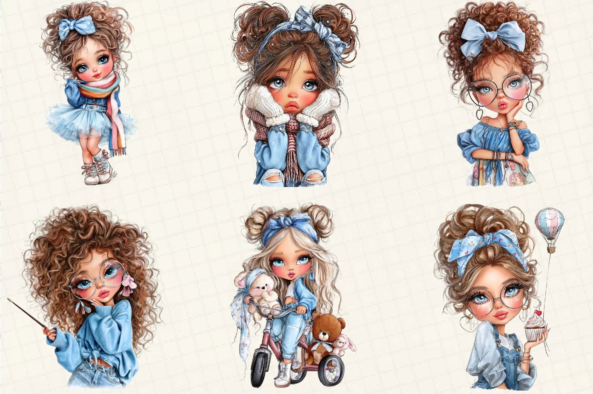 Quirky Cute Little Girl Clipart Bundle - CraftNest - Digital Crafting and Art