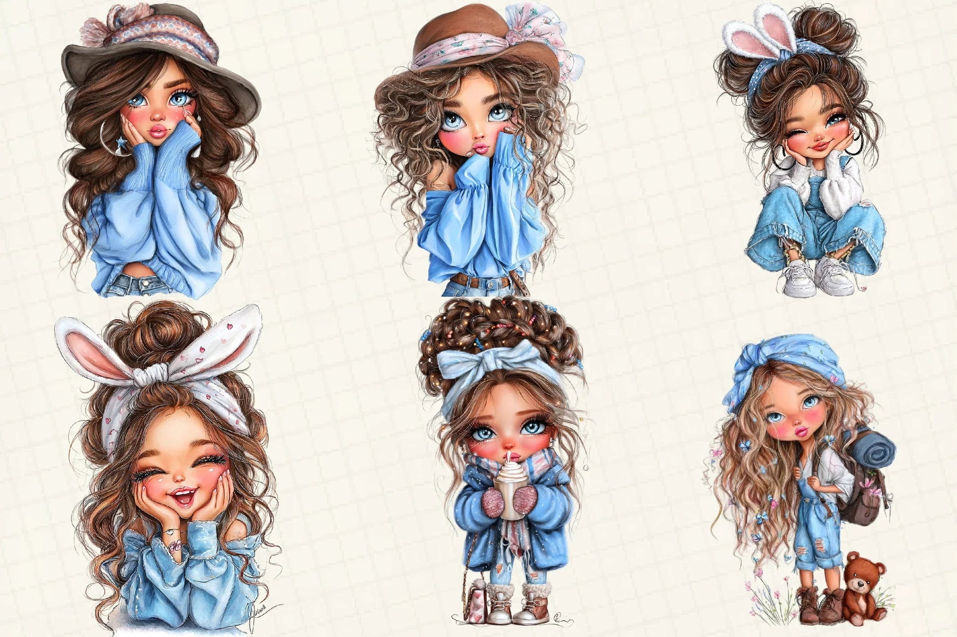 Quirky Cute Little Girl Clipart Bundle - CraftNest - Digital Crafting and Art