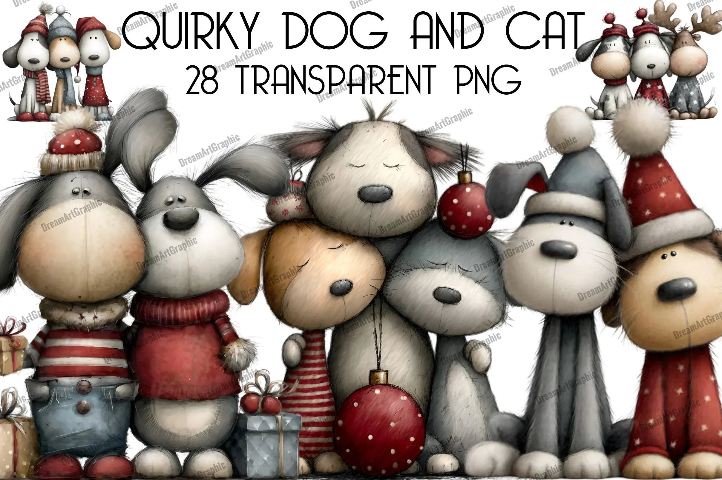 Quirky Dog and Cat Clipart Bundle - CraftNest - Digital Crafting and Art