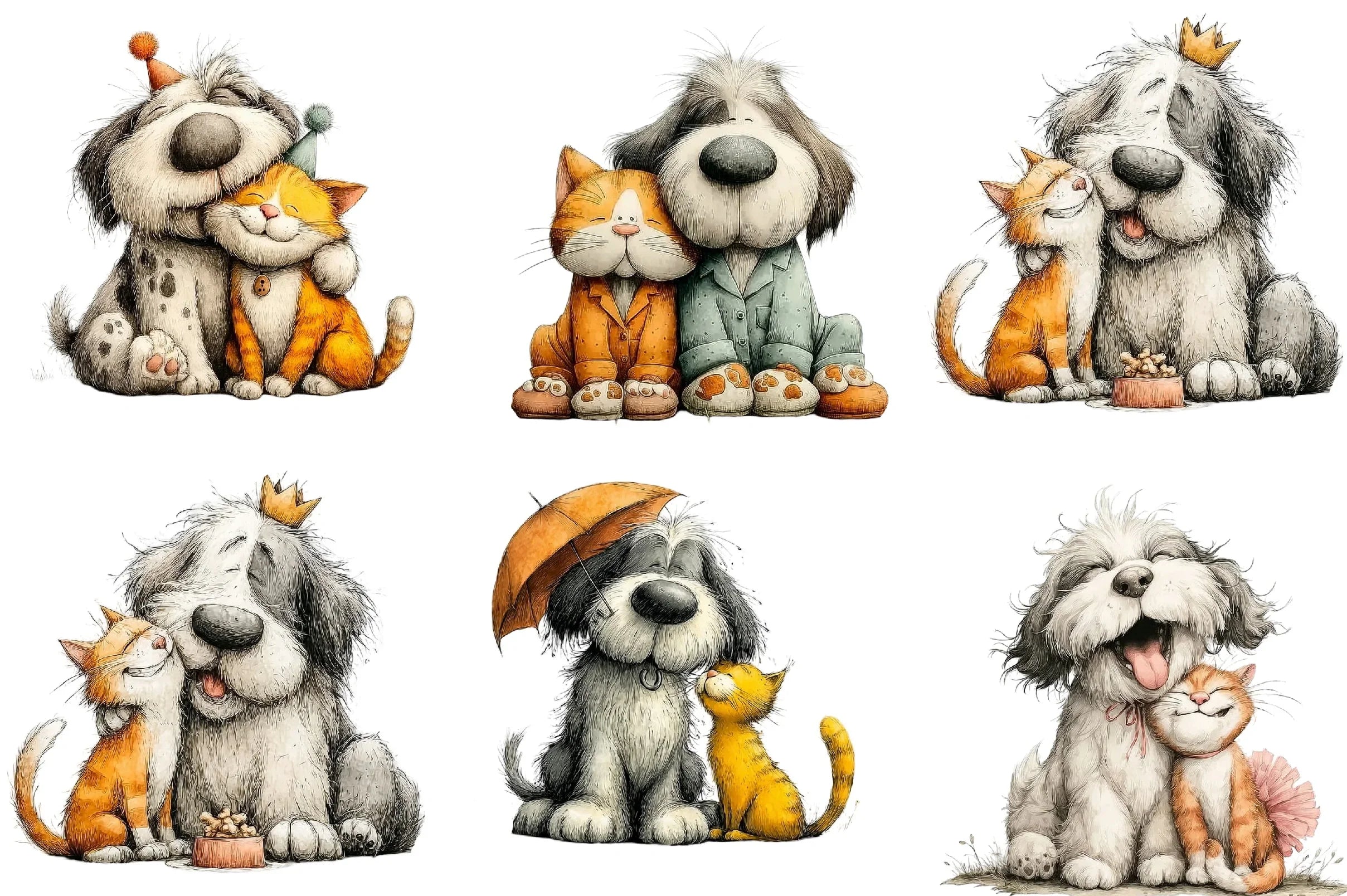 Quirky Friendship Funny Dog Cat Clipart Bundle - CraftNest - Digital Crafting and Art