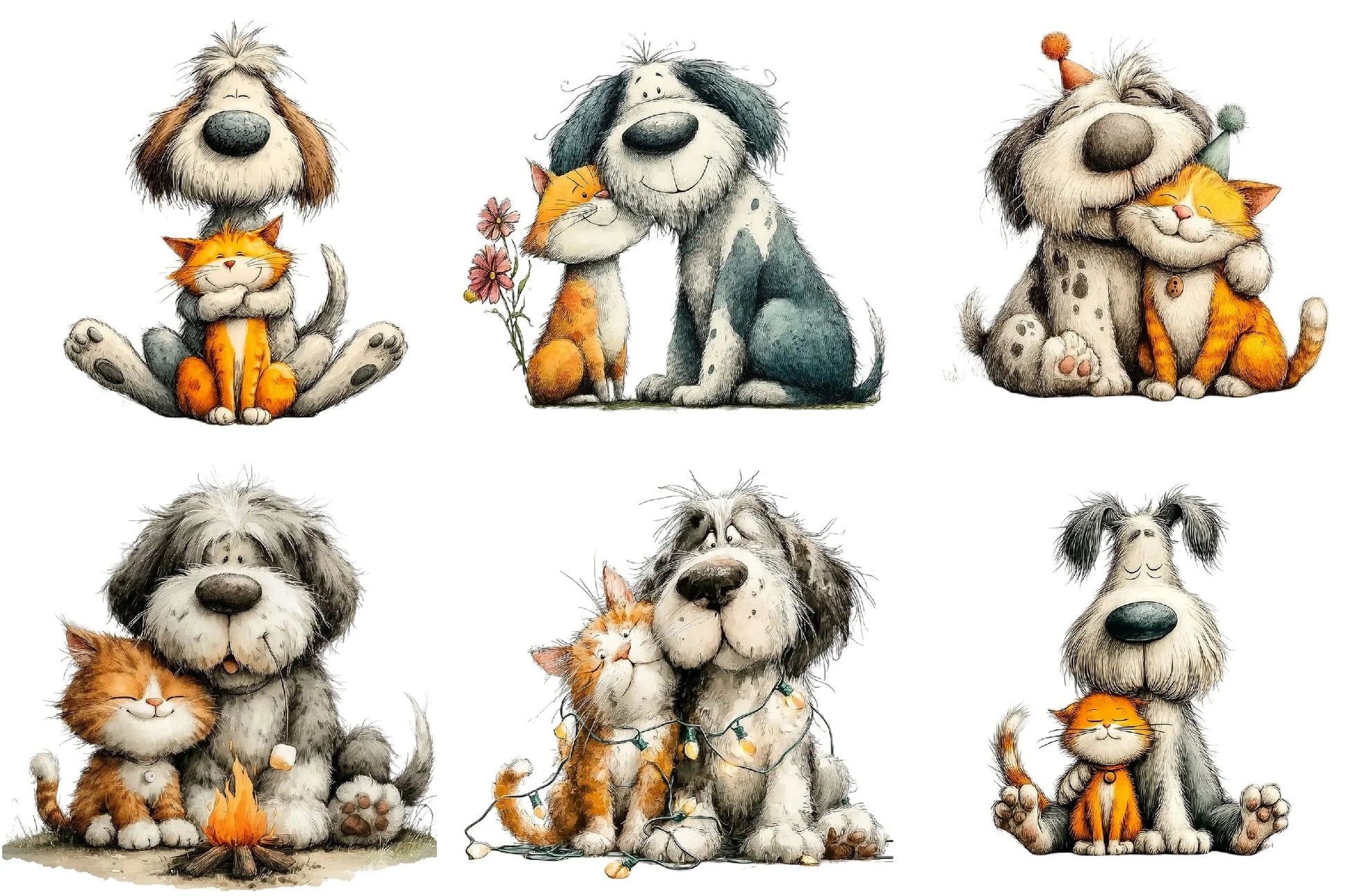 Quirky Friendship Funny Dog Cat Clipart Bundle - CraftNest - Digital Crafting and Art