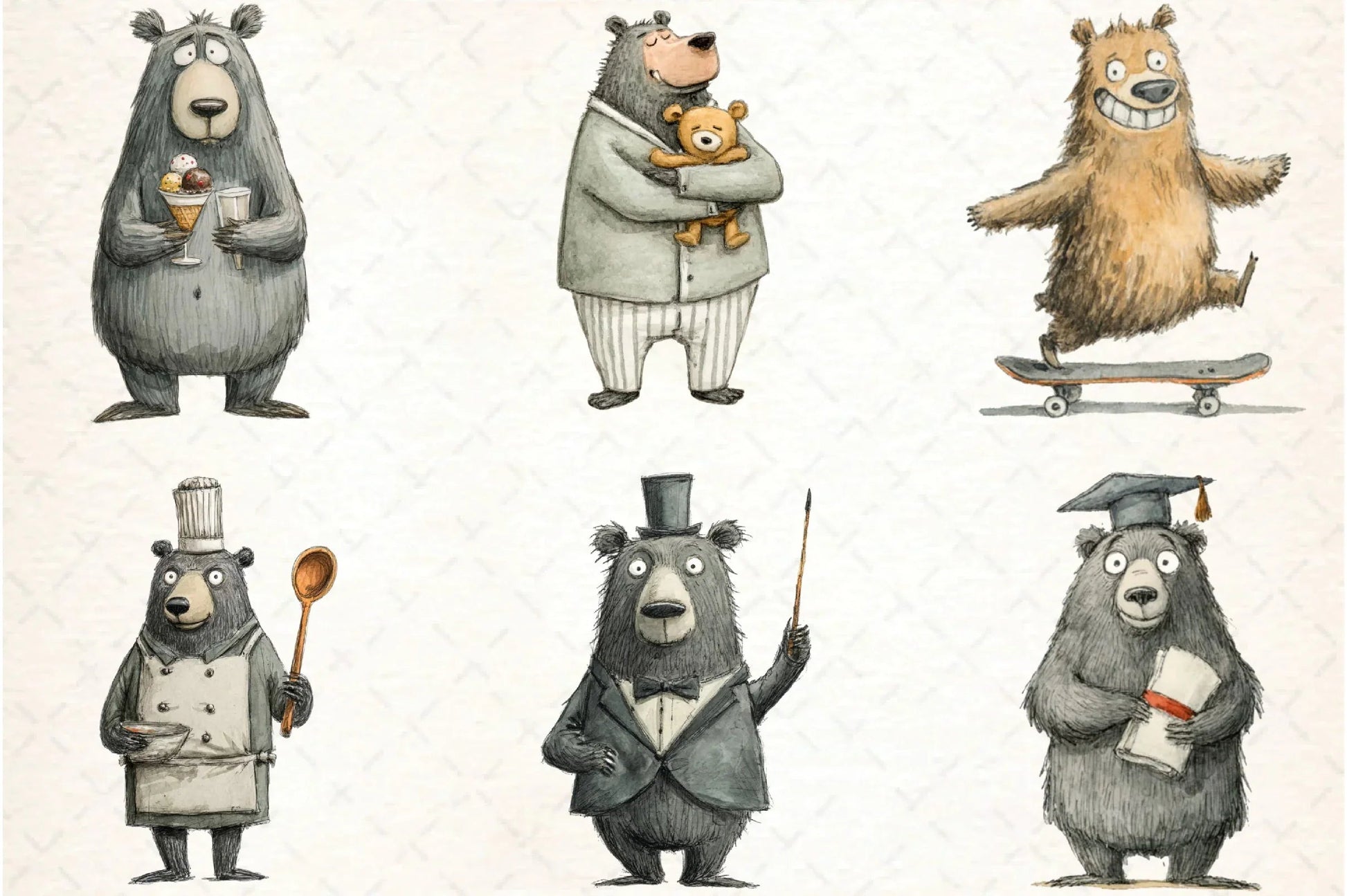 Quirky Funny Bear Clipart Bundle - CraftNest - Digital Crafting and Art