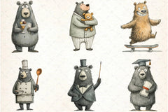 Quirky Funny Bear Clipart Bundle - CraftNest - Digital Crafting and Art