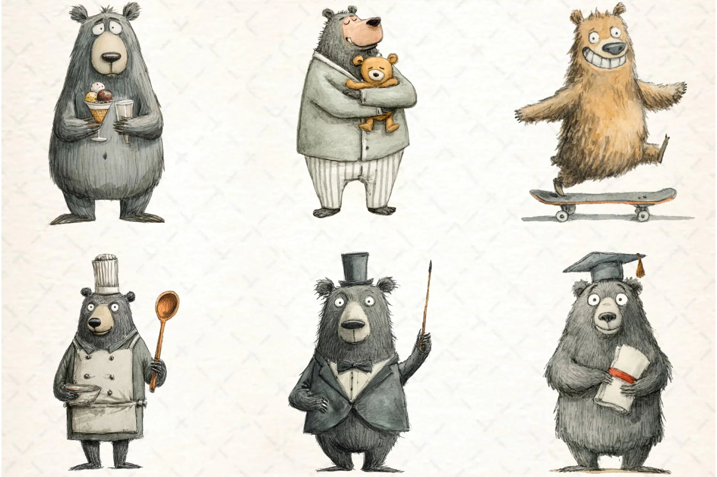 Quirky Funny Bear Clipart Bundle - CraftNest - Digital Crafting and Art