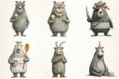 Quirky Funny Bear Clipart Bundle - CraftNest - Digital Crafting and Art