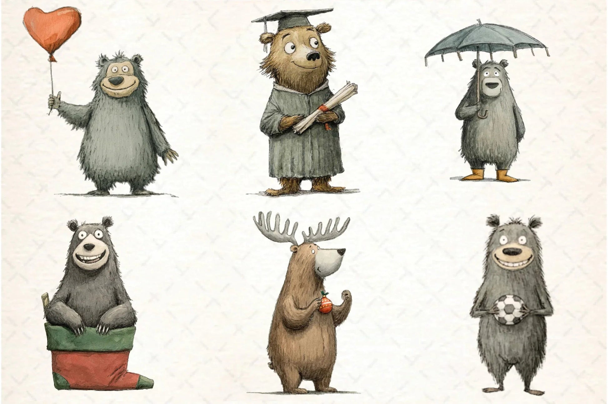 Quirky Funny Bear Clipart Bundle - CraftNest - Digital Crafting and Art