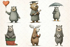 Quirky Funny Bear Clipart Bundle - CraftNest - Digital Crafting and Art